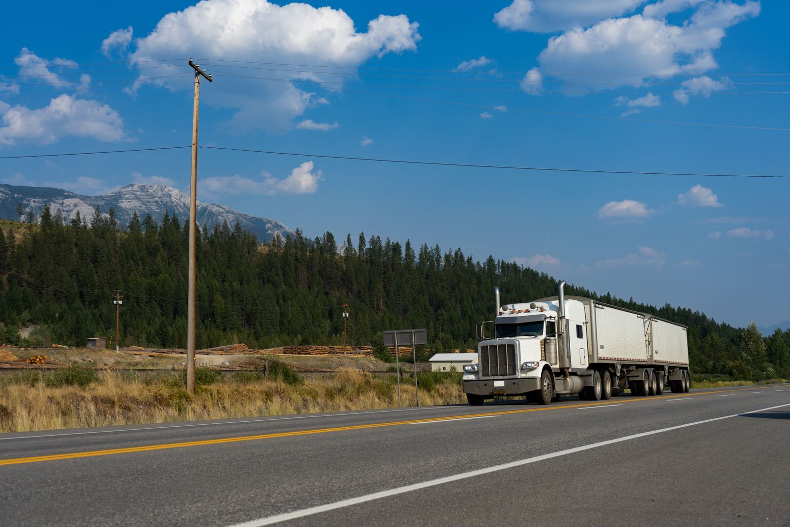 Moving truck on a mountain highway